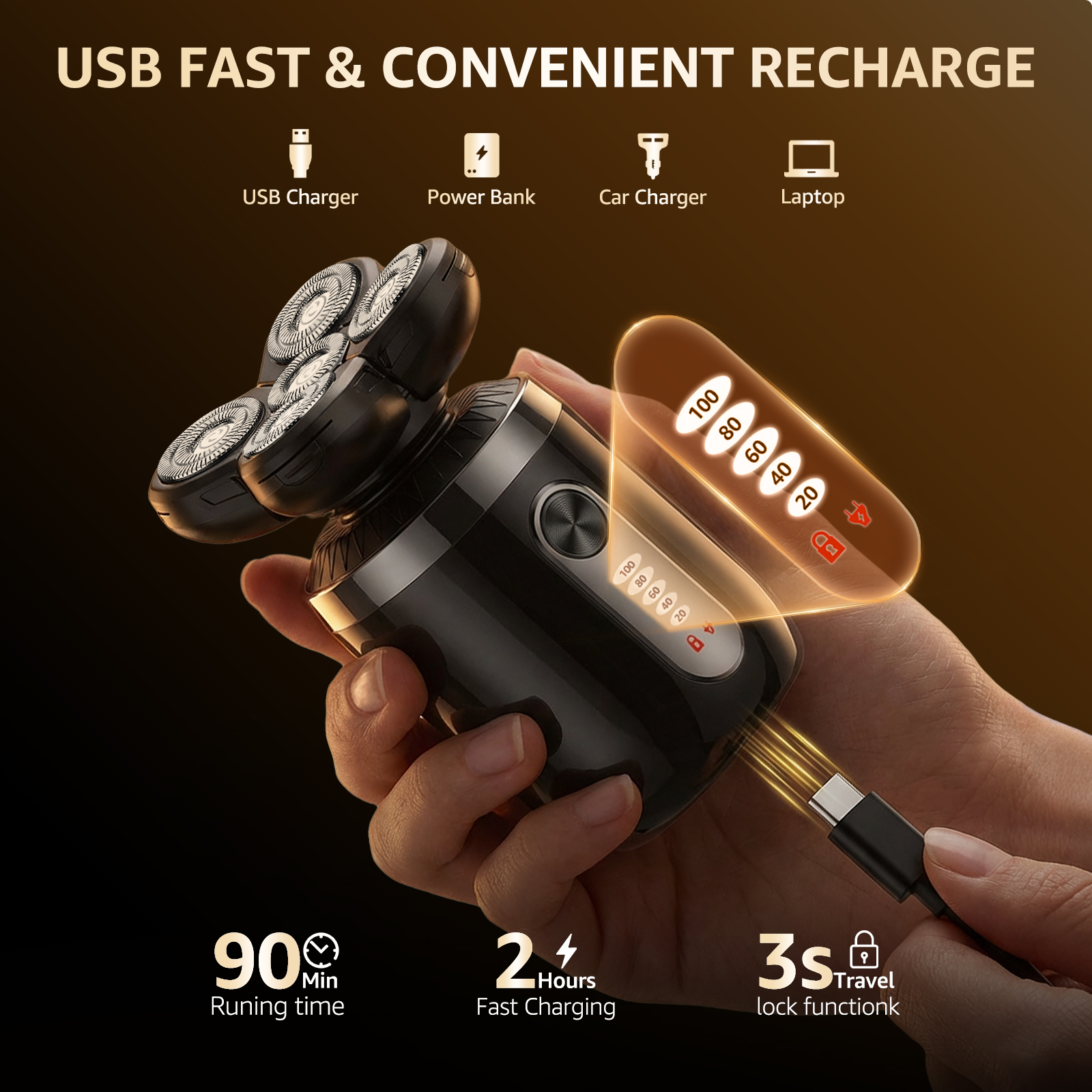 Arenviy 5D Bald Head Shaver, IPX7 Waterproof Electric Razor photo 4