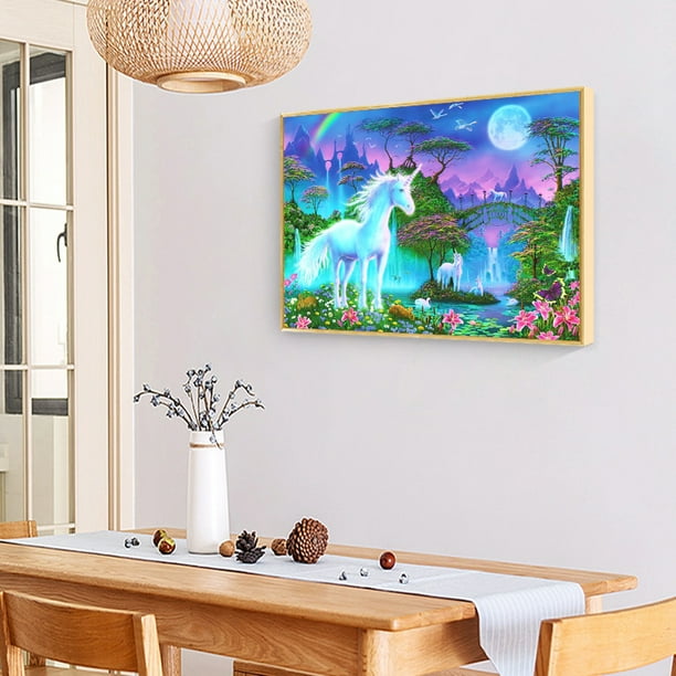 Cuadros Decorativos Pintura de diamante Caballo Wonderland 5D DIY Mosaico redondo completo Cuadro de pared 40x30cm Ndcxsfigh Nuevos Originales