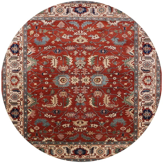 Ahgly Company Machine Washable Indoor Round Industrial Modern Tomato Red Area Rugs, 6' Round
