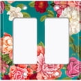 thumbnail image 6 of Metal Light Switch Plate Outlet Cover Pastel Rose Leaf Garden Teal ROS031, 6 of 13
