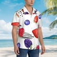 thumbnail image 5 of Juicy Berry Raspberry Hawaiian Shirts For Men, Summer Short-Sleeve Relaxed-Fit Button-Down Shirts Medium, 5 of 9