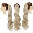thumbnail image 6 of Benehair Clip in Hair Extensions as Human Drawstring Ponytail Real Long Thick Hair Piece Curly Wavy for Woman Sandy Blonde Mix Bleach Blonde 24", 6 of 11