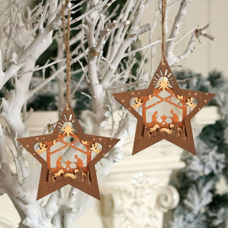 Wooden shop star ornaments