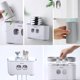 thumbnail image 4 of Elementos esenciales innovadores para el baño, dispensador automático de pasta de dientes con soporte para cepillos de dientes montado en la pared, diseño multifuncional para uso familiar (gris), 4 of 5