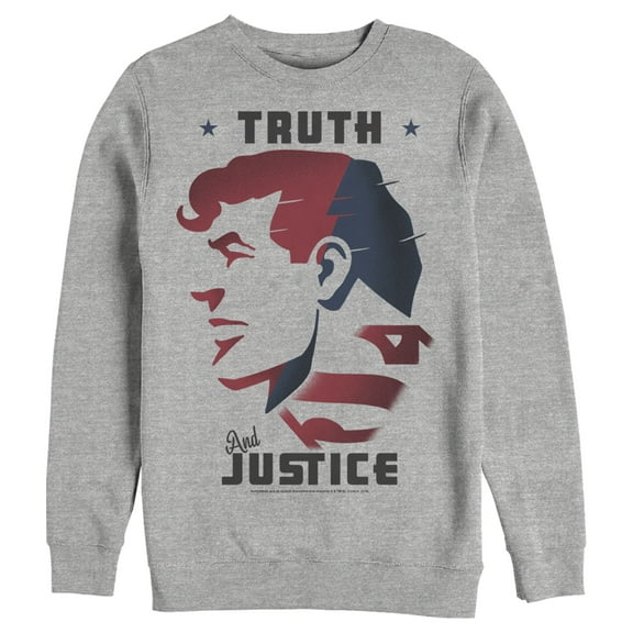Men's Superman Truth & Justice Profile  Sweatshirt Athletic Heather 3X Large
