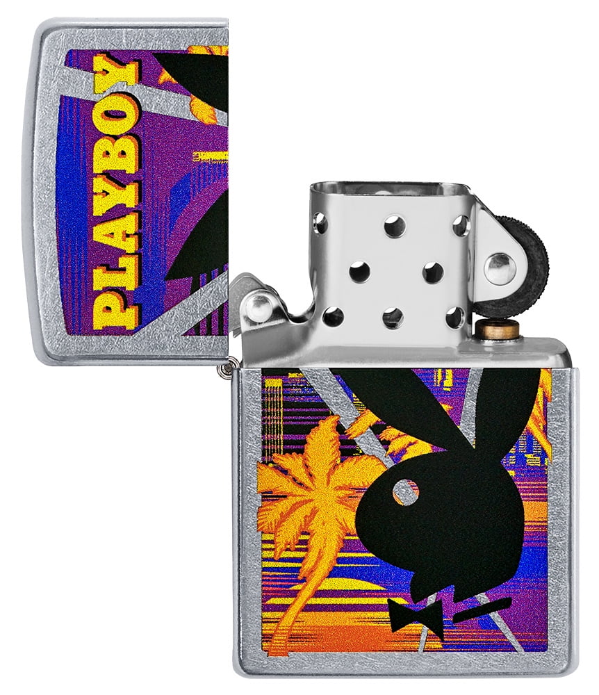 Zippo Playboy Rabbit Head Palm Tree Design Street Chrome Pocket Lighter