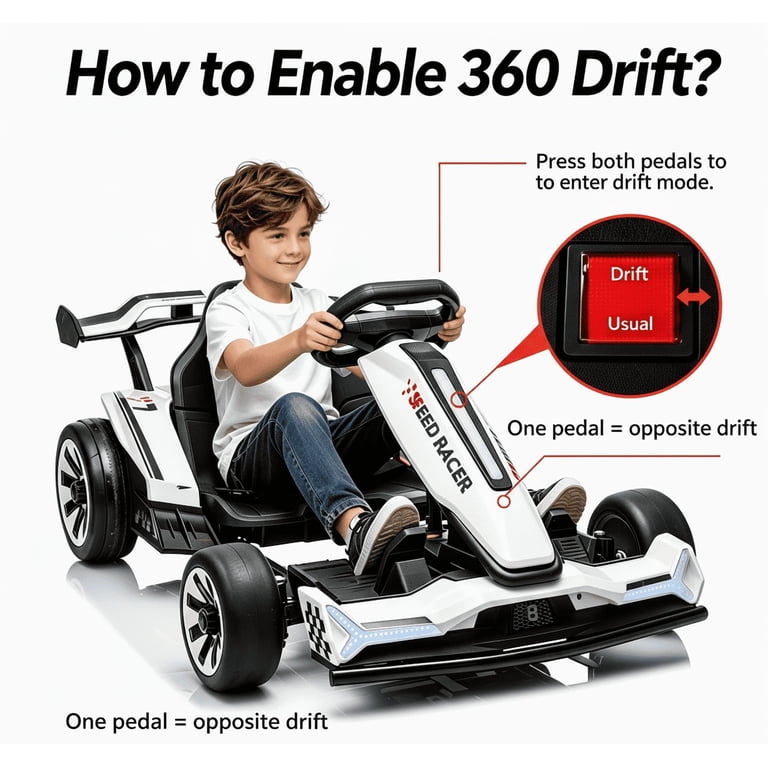 Joyracer 24V Go Kart for Kids 6-12, 2x400W Motors Electric Drift