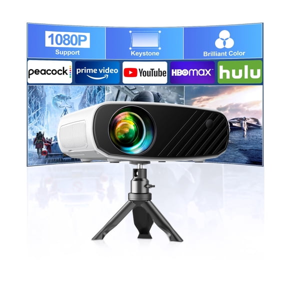 ELEPHAS Mini Projecteur pour iphone, Projecteur Portable avec Trépied, Projecteur Extérieur 1080P HD, Projecteur de Films Compatible avec Android/iOS/Windows/TV