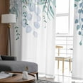 thumbnail image 4 of Teal Blue Eucalyptus Leaves Semi Sheer Curtains 84 Inch Length 2 Panels Set,Spring Floral Summer Botanical Sheer Kitchen Curtain Privacy Voile Window Curtain for Living Room Bedroom Rod Pocket Drapes, 4 of 7