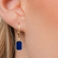 thumbnail image 3 of Gem Stone King 14K Yellow Gold Blue Created Sapphire Earrings for Women | 5.40 Cttw | Gemstone September Birthstone | Octagon 9X7MM, 3 of 6