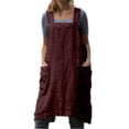 thumbnail image 5 of Square Apron Baking Cooking Gardening Works Cross Back Cotton/Linen Blend Dress with 2 Pockets, 5 of 8
