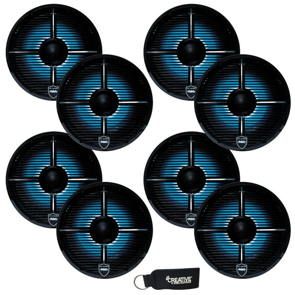 Wet Sounds - Four Pairs Of REVO 6-XWB Black Closed XW Grille 6.5 Inch Marine LED Coaxial Speakers