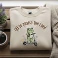 thumbnail image 2 of Christian Frog Embroidered Sweatshirt, Off To Praise The Lord Clothing, Bible Verse Crewneck, Faith Humor Gift For Her, 2 of 5