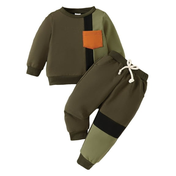 HCNTES Toddler Baby Boy Girl Fall Clothes Color Long Sleeve Sweatshirt Tops and Pants Set 2Pcs Winter Outfits