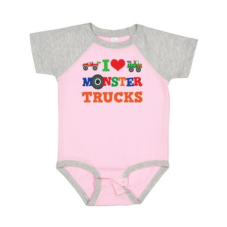 

Inktastic I Love Monster Trucks Gift Baby Boy or Baby Girl Bodysuit