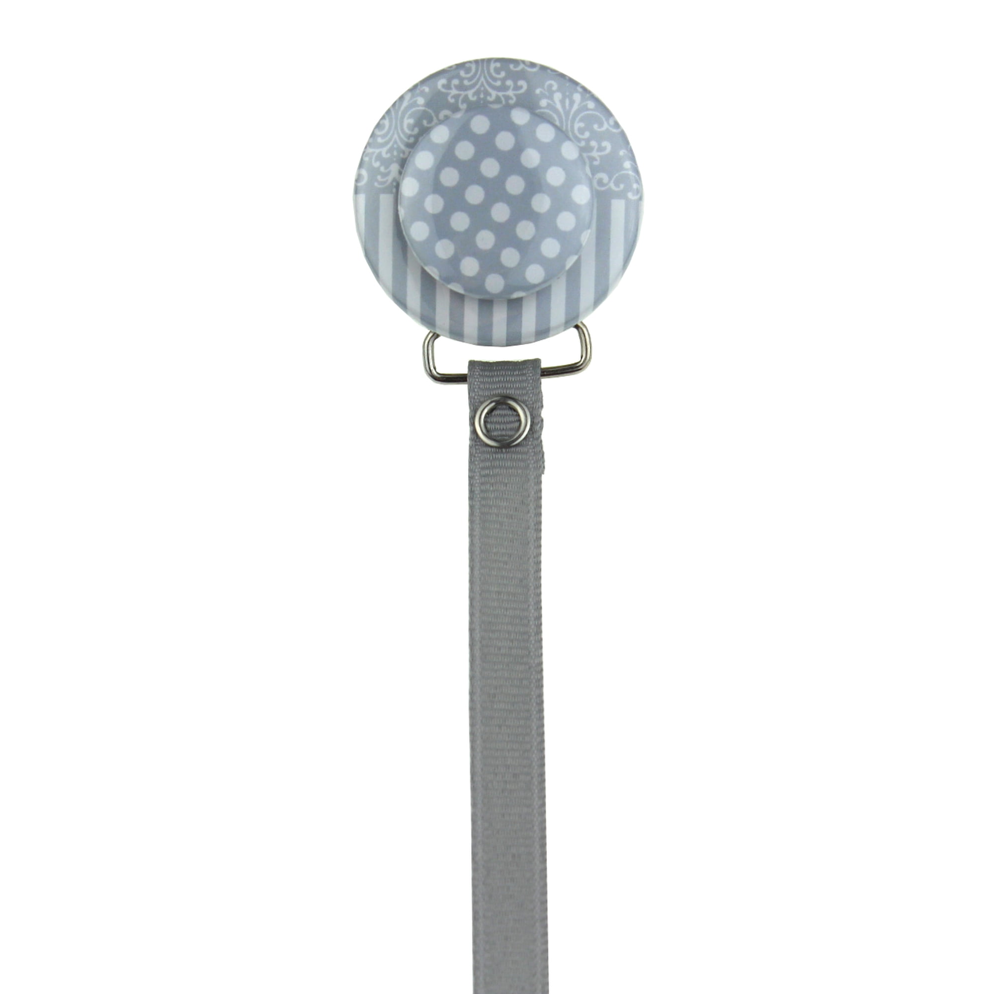 Layette Damask Stripes & Polka Dot 3D Pacifier Clip