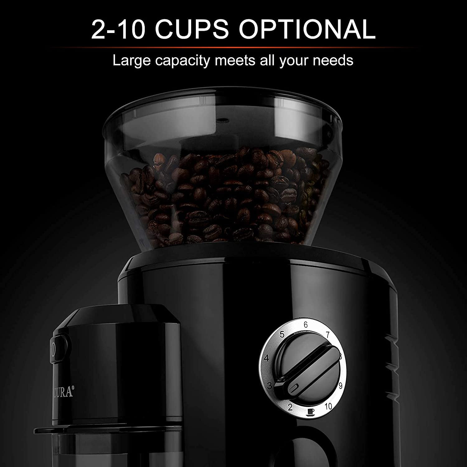 Secura Conical Burr Coffee Grinder, Electric Coffee Grinder with 18 Grind Settings, Adjustable Burr Mill Coffee Bean Grinder for 2-10 Cups並行輸入 Secura Burr Coffee Grinder, Conical Burr Mill Grinder with 18
