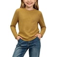 thumbnail image 6 of Spazoro Boys Long Sleeve T-Shirt with Crew Neck, Stretchy Lightweight Breathable Striped Casual Tee Shirts for Daily Wear Yellow Size 6-8, 6 of 6