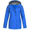 thumbnail image 1 of Women Solid Rain Jacket Outdoor Plus Size Waterproof Hooded Raincoat Windproof, 1 of 1