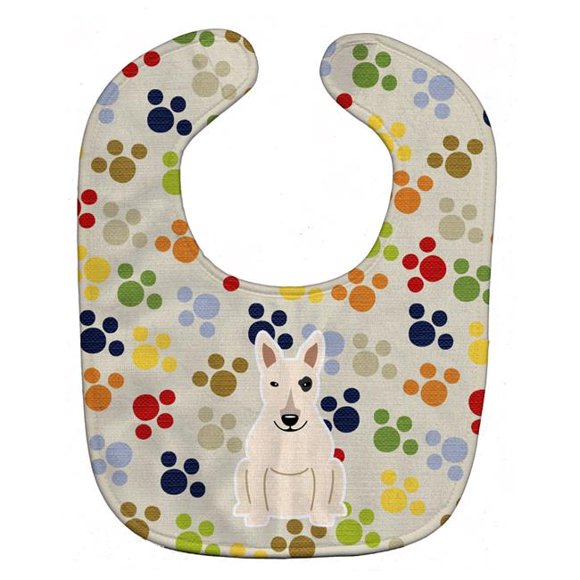 Carolines Treasures BB5967BIB Pawprints Bull Terrier White Baby Bib