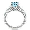 thumbnail image 4 of Gem Stone King 925 Sterling Silver Sky Blue Topaz and White Created Sapphire Engagement Ring for Women (2.30 Cttw, Cushion 7MM, Gemstone Birthstone, Available in Size 5, 6, 7, 8, 9), 4 of 7