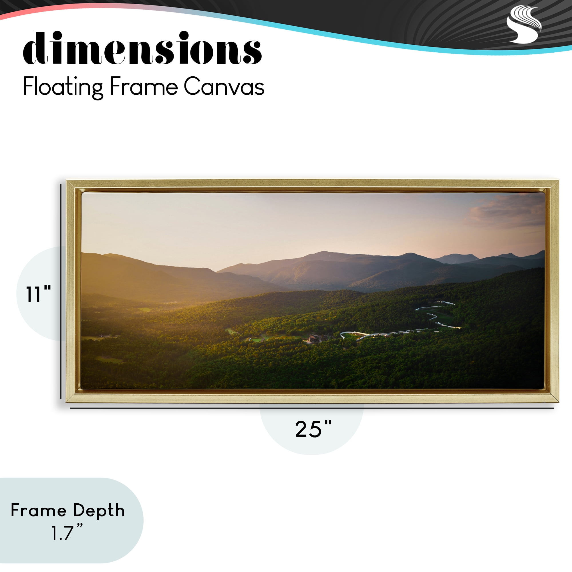 Stupell Industries Winding Road Through Forested Mountains Gold Framed Floater Canvas Wall Art, design by Jonathan Zaharek