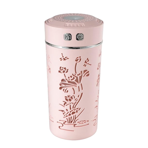Humidificador de aire, lámpara de luz nocturna de 260ml, difusor de diseño de loto hueco, niebla portátil Rosado BLESIY humidificador de niebla fría