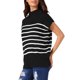 thumbnail image 4 of INSPIRE CHIC Suéter sin mangas de cuello alto a rayas para mujer, chaleco casual de manga corta, top de punto, talla XL, negro, 4 of 6