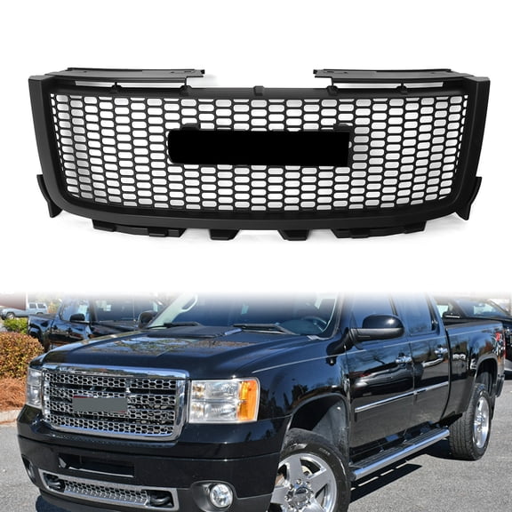 Matte Black Fit 2011-2014 GMC Sierra 2500/3500HD Denali Style Front Upper Grille Grill