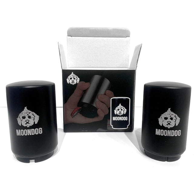 HAPPY HOKULANI 2-Pack Moondog Magnetic Push Down Bottle Opener, Soda Pop Bottle Opener, Beer Bottle Opener, Stainless Steel Automatic Cap Opener, Bar Bottle Opener, Magnet Bottle Top Opener (Black)