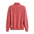 thumbnail image 5 of CBASIHI Womens Sweater Mock Neck Casual Knitted Long Sleeve Fall Sweater for Women Watermelon Red L, 5 of 7