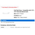 thumbnail image 2 of Fuel Tank Strap - Compatible with 1973 - 1977 Chevy Monte Carlo 1974 1975 1976, 2 of 2