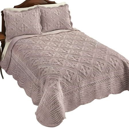 Barn Raising Quilt - Faux Fur Quilt with Gorgeous Intricate Diamond Pattern, Raised Soft Texture Decorative Accents, Full/Queen, Mocha
