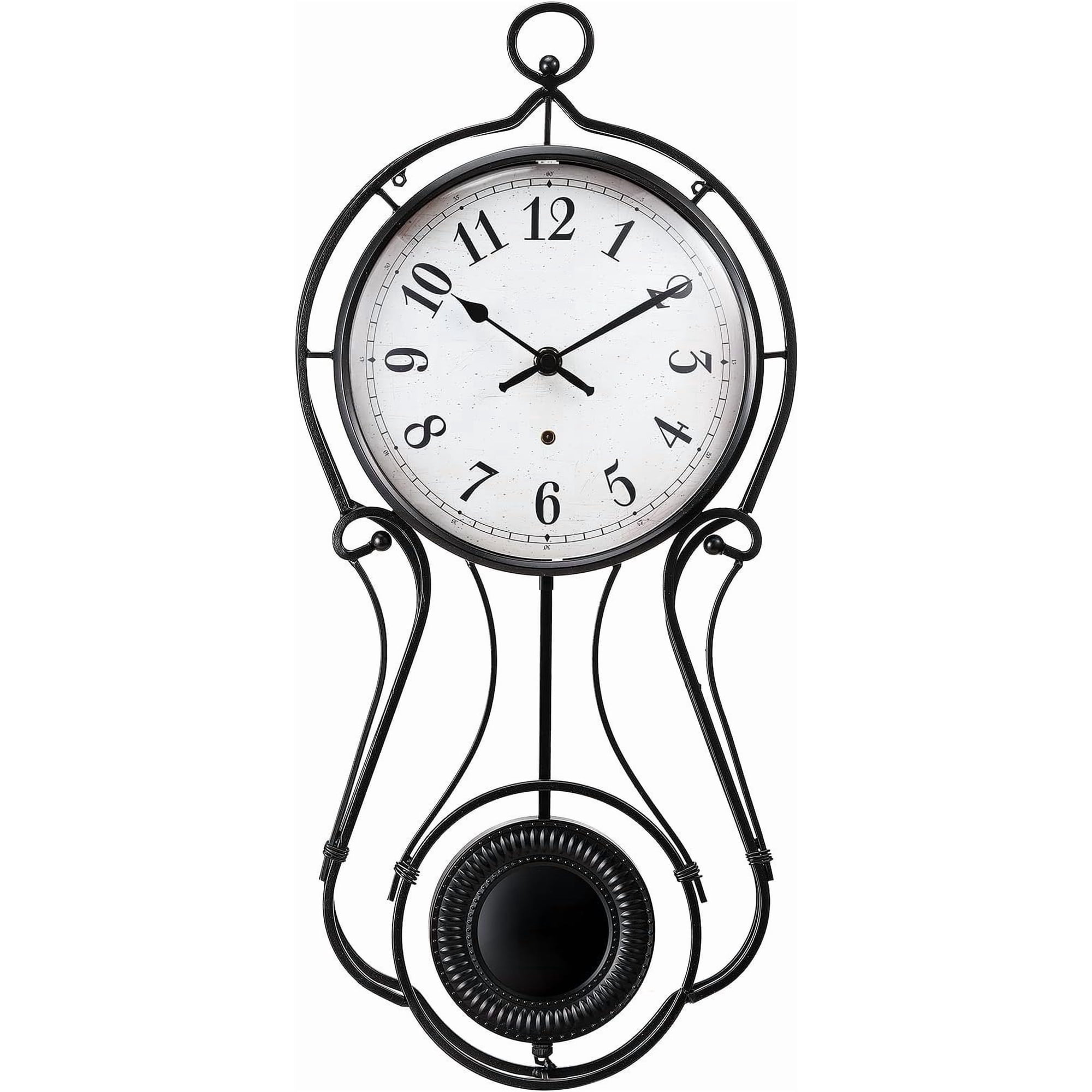 20 Metal Pendulum Wall Clock for Living Room Decor, Black