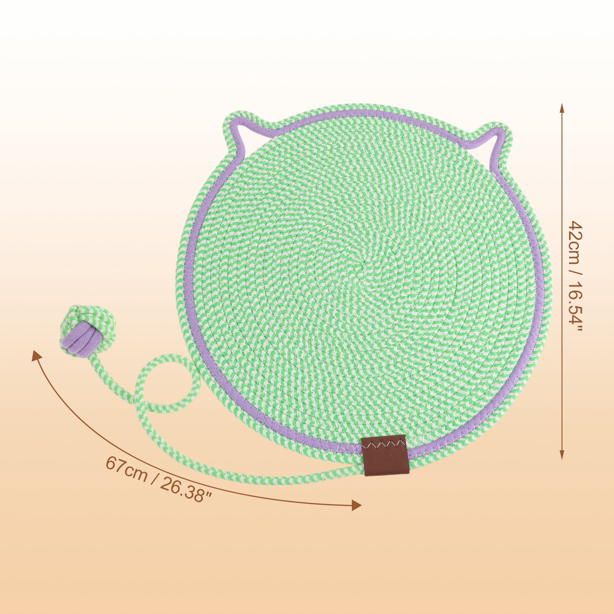 Unique Bargains Cat Scratcher Mat with A Cat Ball Cotton Rope Green [16.54"]