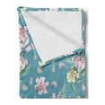 thumbnail image 2 of Floral Soft Flannel Fleece Throw Blanket, Natural Theme Lily Flower Patterns Blossoms Buds and Leaves, Cozy Plush for Indoor and Outdoor Use, 50" x 70", Baby Pink Rose, by Ambesonne, 2 of 5