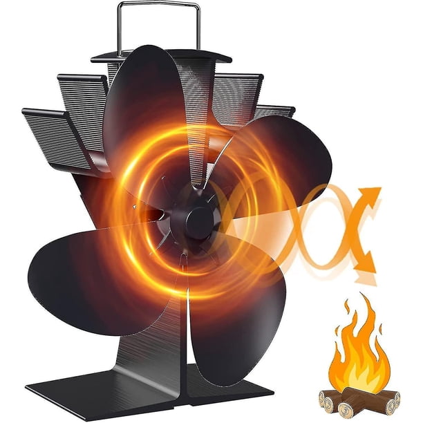 Ventilador de chimenea con motor doble de 8 aspas, ventilador de estufa de leña, ventilador de conductividad térmica de calentamiento de ciclo silencioso para quemador de leña