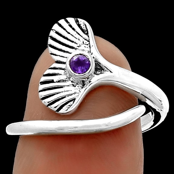 Mermaid Tail Charm - Amethyst 925 Sterling Silver Ring s.8.5 Jewelry R-1070 SDR174507