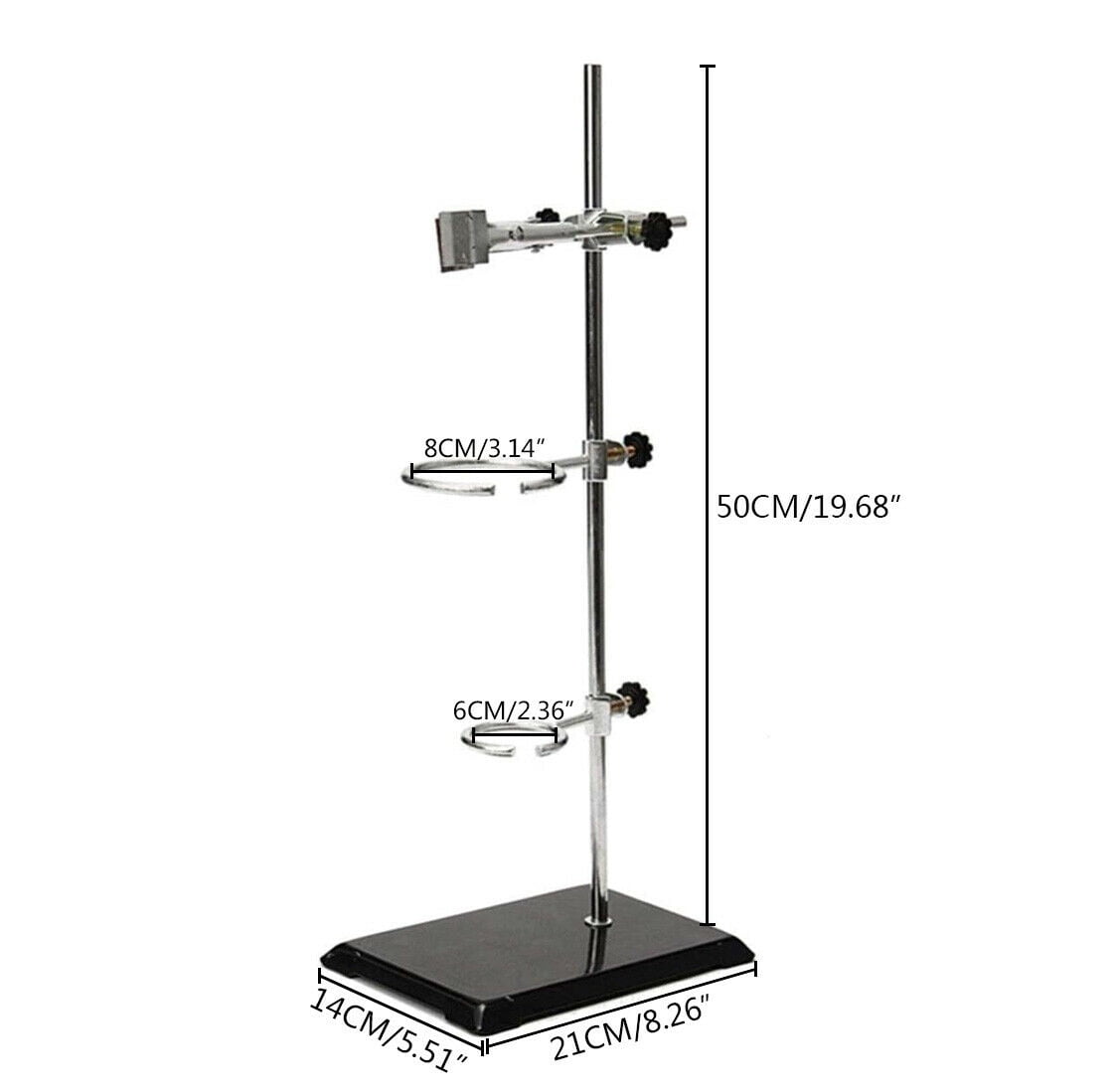 50cm Lab Iron Stand Support Platform 2-Ring Condenser Clamp Stands Chemistry Holder