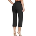 thumbnail image 4 of Petite Capris for Women with Pockets Below Knee Pull on Athletic Yoga Capri Leggings High Waist Straight Leg Exercise Workout Summer Crop Pants Black 3XL, 4 of 4