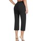 thumbnail image 4 of pantalón elástico de cintura alta 3/4 para mujer pantalones de pierna capris anchos con ajuste activo casual pantalones con bolsillos negro / xl, 4 of 4