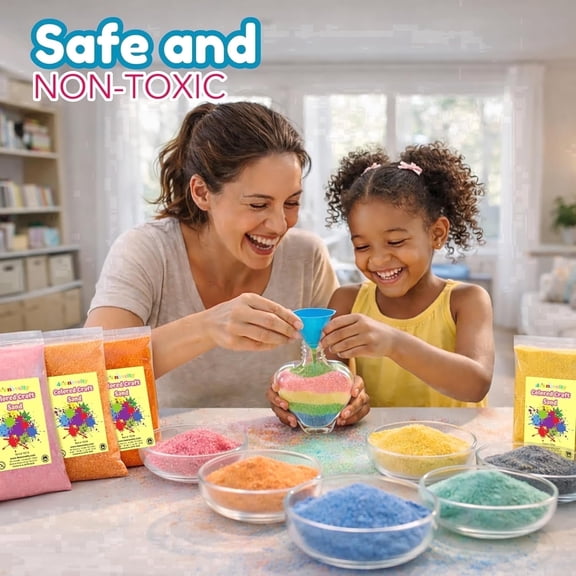 4E's Novelty Colored Craft Sand 12 lbs, 15 Colors, Fine Grain Non-Toxic Sand Art for Kids, Classroom