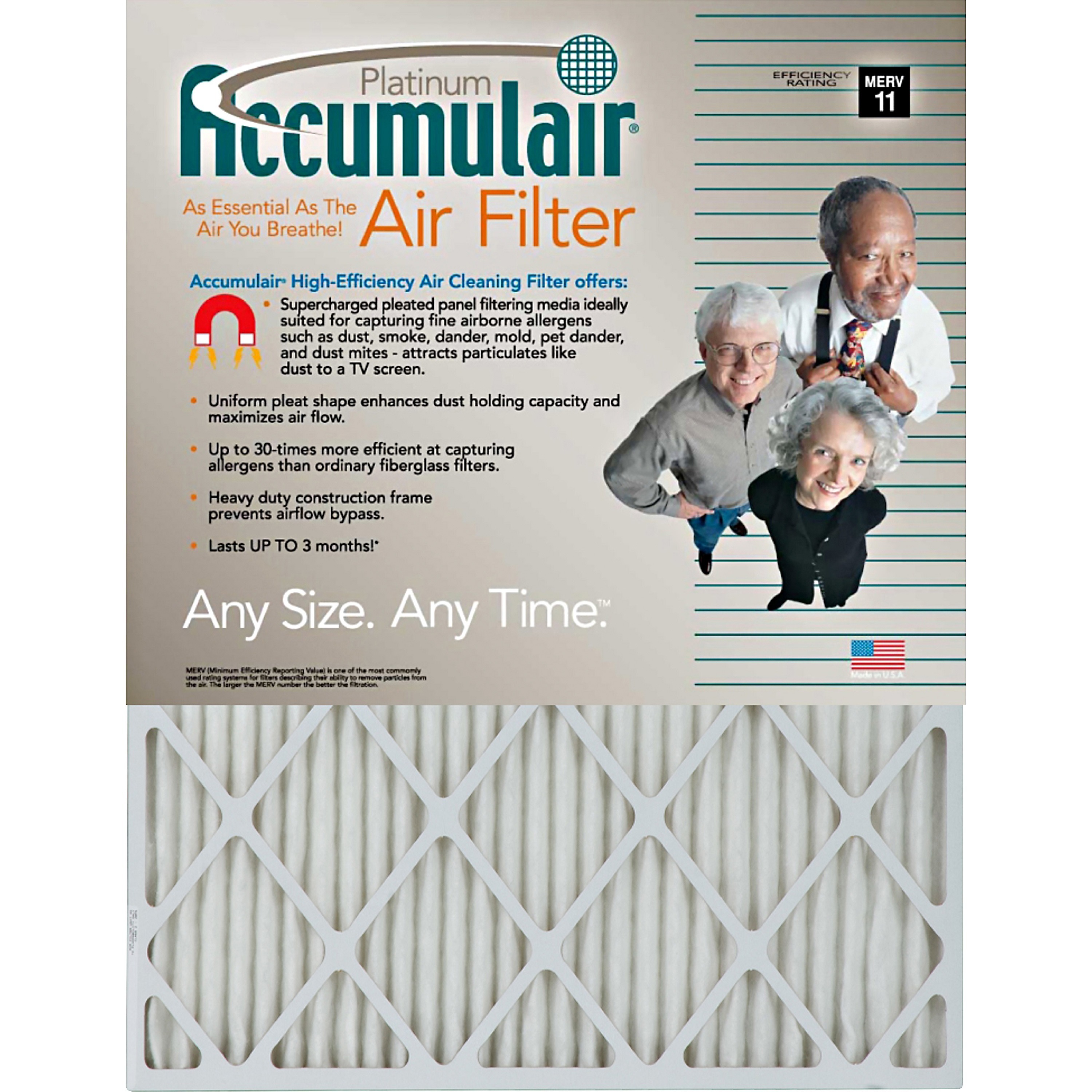 Filters Now Platinum Air Filter 16'x20'x1' 4/CT White FA16X204