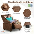 thumbnail image 6 of JONPONY Kids Recliner Chair,Push Back Toddler Recliner with Cup Holders & Side Pockets,Adjustable Footrest & Headrest Kids Sofa for Boys Girls 3+ Age Group, Brown, 6 of 10