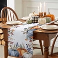 thumbnail image 3 of Pumpkin Eucalyptus Leaves Table Runner, Autumn Thanksgiving Kitchen Dining Table Decoration for Home Party Decor 13x72 Inches, 3 of 9