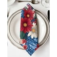 thumbnail image 2 of nqOlkjepod Red White Floral Cloth Napkins Set of 8 Reusable Dinner Napkins, Blue Botanical Black Striped Spring Cocktail Napkin Washable Table Napkins for Wedding/Holiday Party/Baby Shower 20"x20", 2 of 8