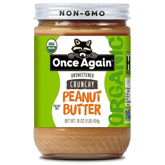 Once Again Unsweetened Peanut Butter Crunchy - 16 oz Pack of 3
