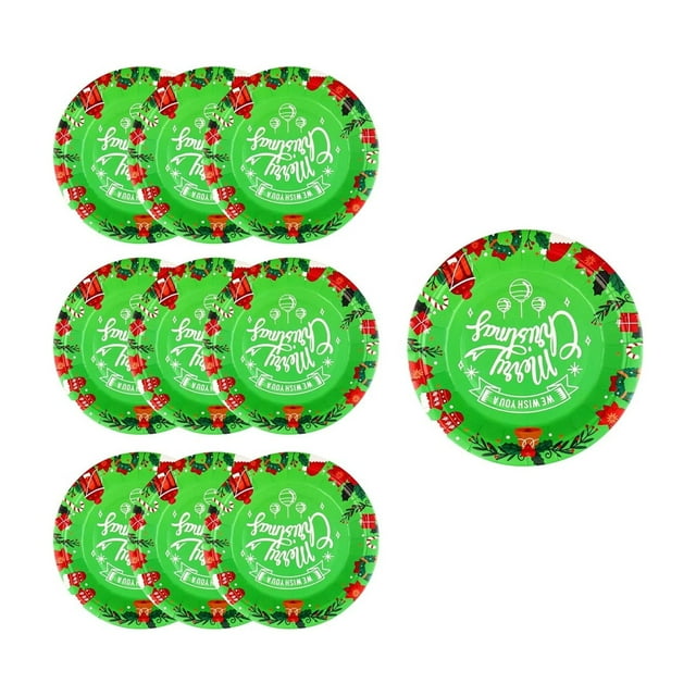 B Collection Of 10 Christmas Themed Disposable Paper Cups And Plates With Festive Patterns For Parties Gatherings And Special Events 0.15 Lb