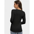 thumbnail image 2 of Womens Fall Deep V Neck Long Sleeve Shirts Modal Slim Fit Basic Tee Tops, 2 of 6