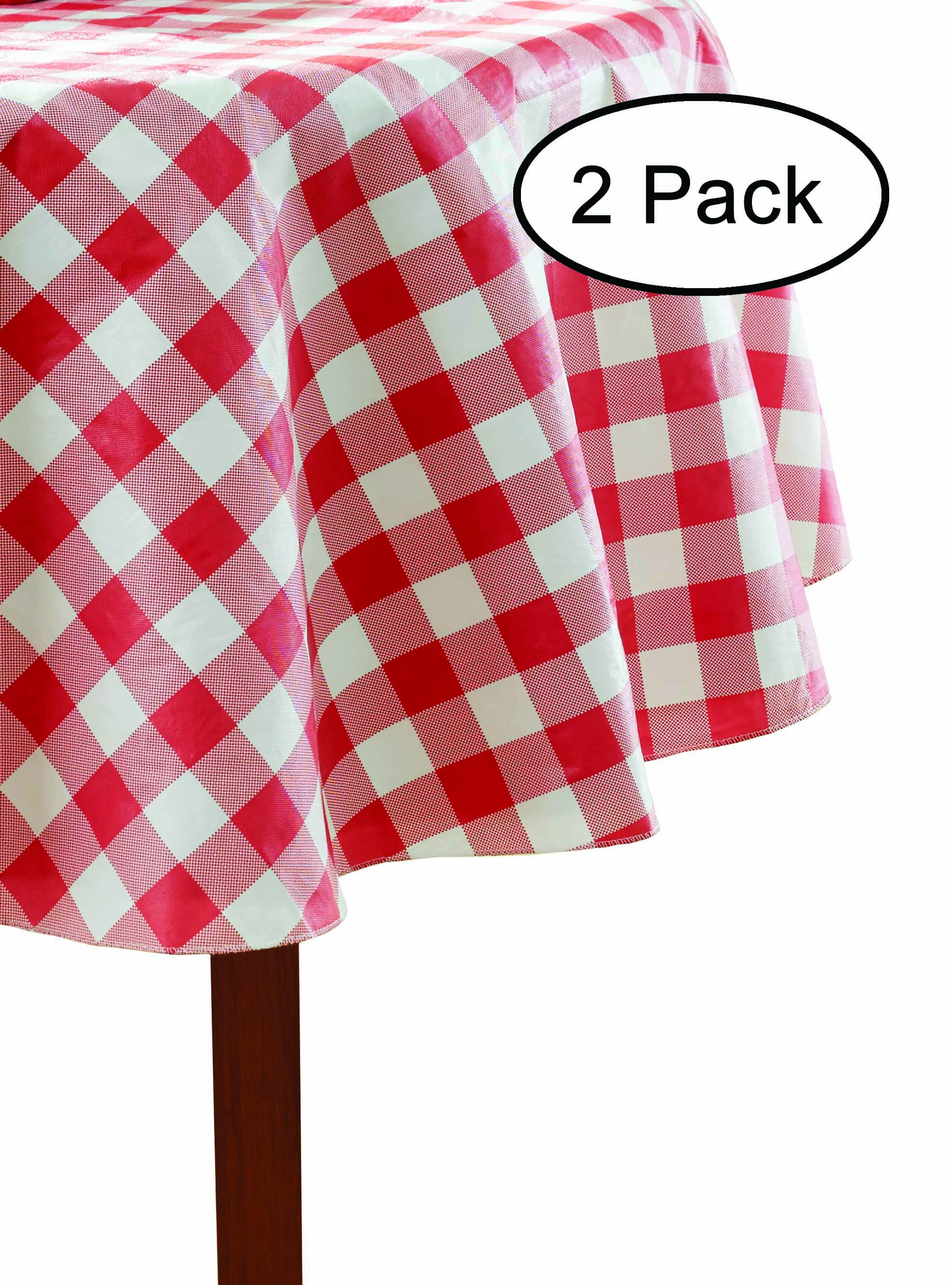 Mainstays 2pk Red Check 70" Round Vinyl Tablecloths